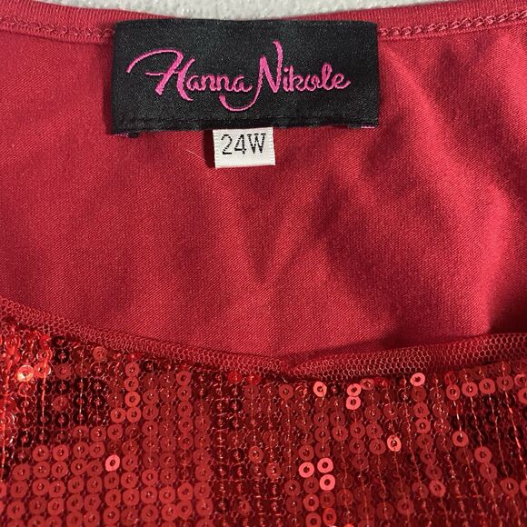HANNA NIKOLE Cami Sequin Front Adjustable Straps Blouse Christmas Red Womens 24W - Picture 3 of 9